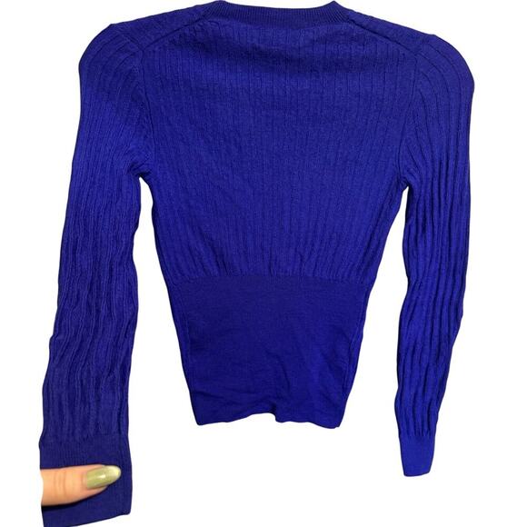 Acne Studios High Crewneck Wool Ribbed Long Sleeve In Royal Blue Size Small - Picture 4 of 10